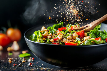 Crunchy salad bowl with spices