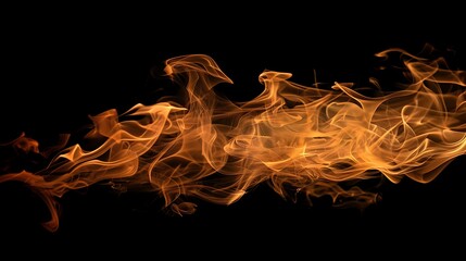 Fototapeta premium A dynamic representation of flames, showcasing vibrant orange and yellow hues against a black background.