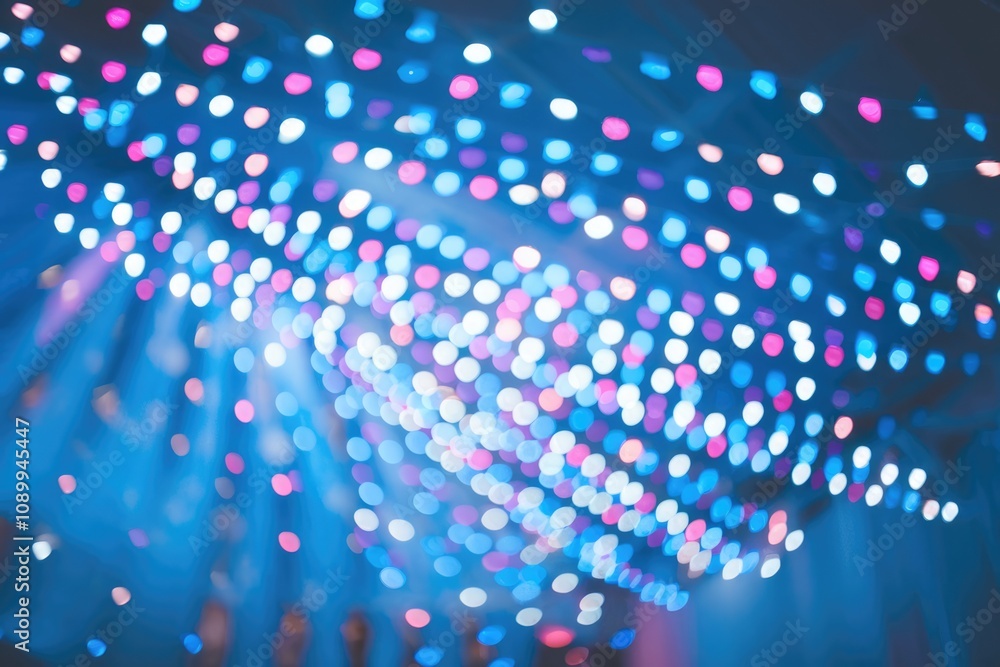 Poster blurry lights create a colorful and festive ambiance.