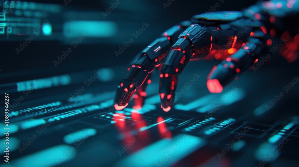 Aufkleber robotic hand interaction with digital interface