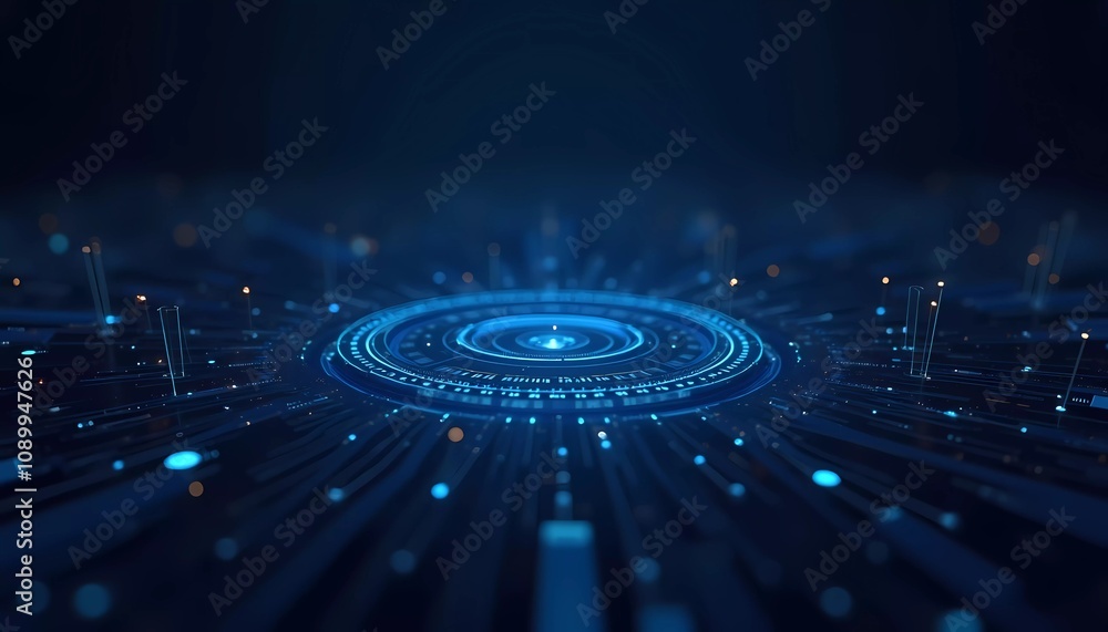 Poster a captivating digital background featuring a vibrant blue graphic that represents ai data interconne