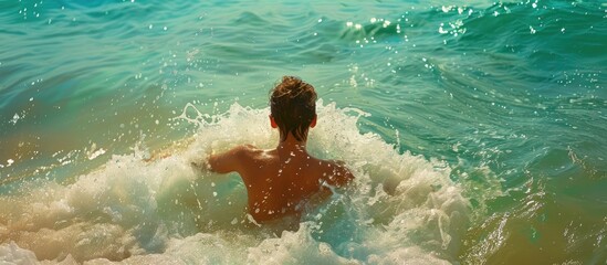 Young Man Bathing In The Sea