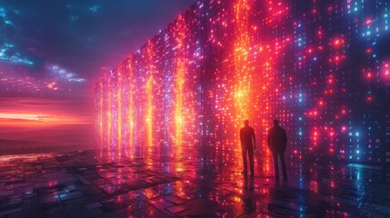 Obraz premium A team of database engineers celebrating the successful migration of a database.