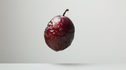 Shiny dark plum or prune on a simple backdrop. Ideal for food blogs, cooking websites, or healthy eating content.