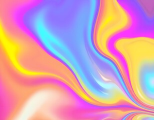 Vibrant Abstract Fluid Design with Glossy Surface and Colorful Swirling Motion Created with Generative AI