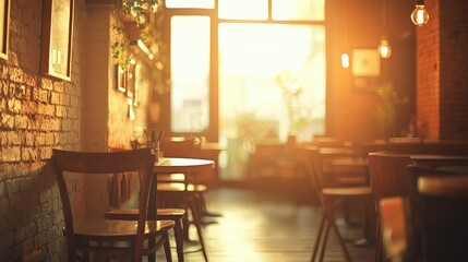 High-Quality Stock Photo of a Cozy Coffee Shop Interior with Warm Lighting and Inviting Atmosphere Ideal for Cafe and Restaurant Design Inspiration