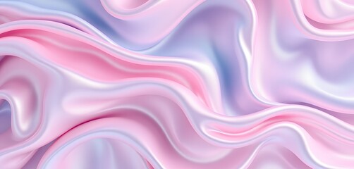 Obraz premium Abstract Fluid Waves in Pink, Blue, and Silver with Dynamic Texture and Depth Created with Generative AI