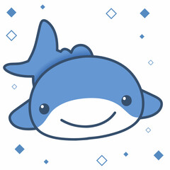 Cute Happy Whale Cartoon illustration Sticker emote Clip Art