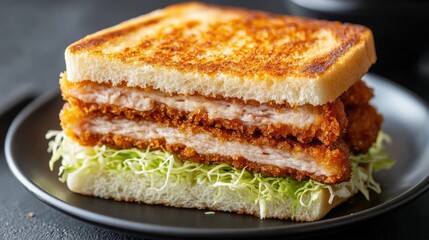 Delicious Breaded Pork Cutlet Sandwich on Fluffy Bread