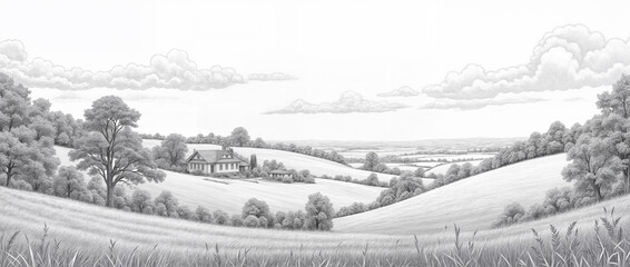 Obraz premium pencil drawing landscape