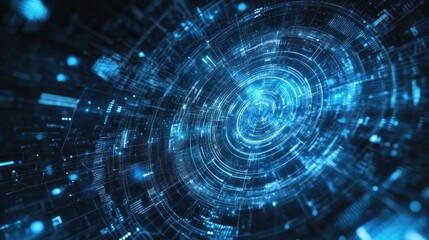 Fototapeta premium Digital cyberspace data network tunnel background with technology abstract background concept