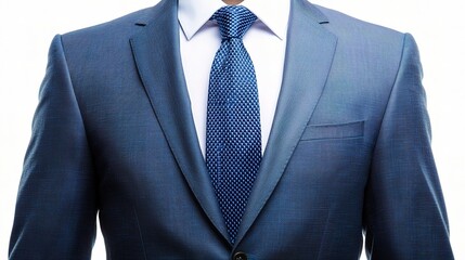 Professional Business Attire with Blue Suit and Polka Dot Tie in Elegant Light Setting Highlighting Style and Confidence for Corporate Use