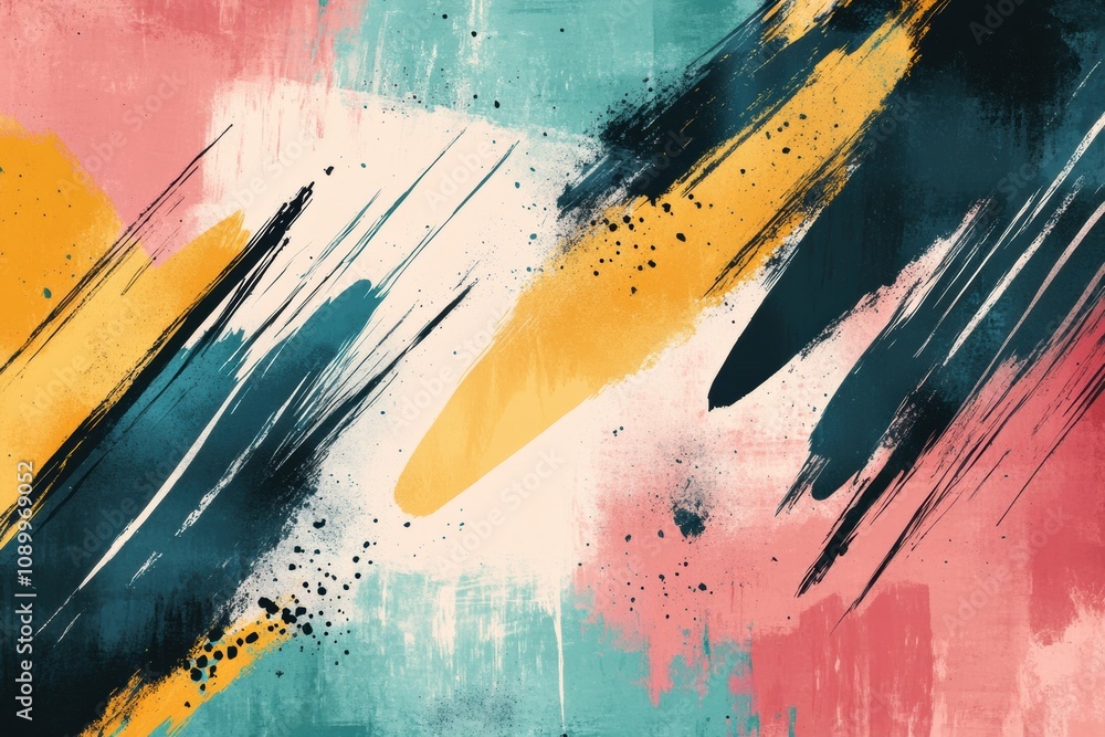 Poster colorful strokes of paint blend seamlessly to create an abstract visual, highlighting dynamic shapes