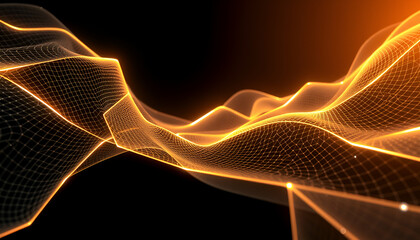 Modern 3D mesh structures with glowing edges and dynamic gradients, creating a futuristic visual appeal for digital and web design.
