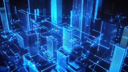 Obraz premium Digital Cityscape: A Futuristic Vision of Urban Connectivity