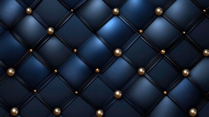 Obraz premium Elegant pattern with pearls and leather strips, minimalist design on navy blue background