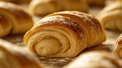 Fototapeta premium Crispy Rolled Crepes on Golden Brown Plate with Texture