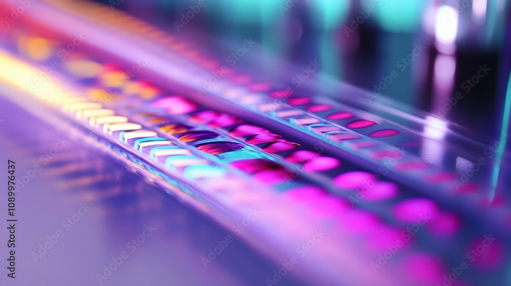 Poster abstract vibrant color patterns created by light reflections and refractions on a glass surface, evo