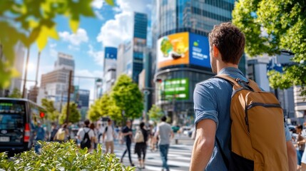 Obraz premium People Crossing a Busy City Street in Daylight