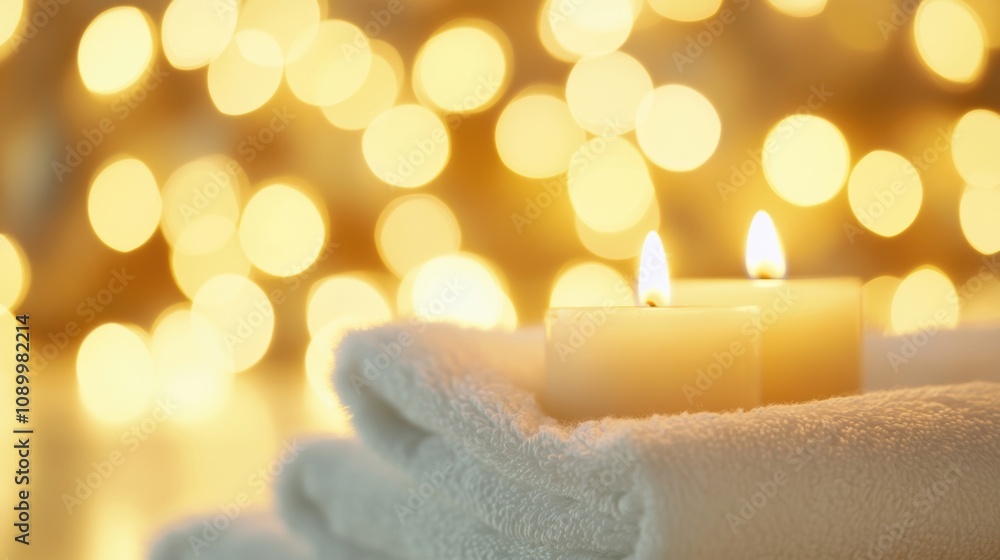 Poster soft candlelight flickers warmly over plush towels, creating a calming atmosphere perfect for unwind