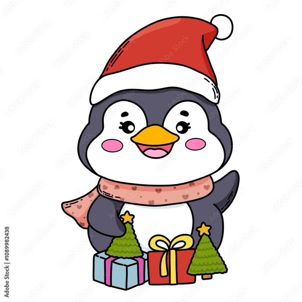 Canvas Prints penguin  with gift