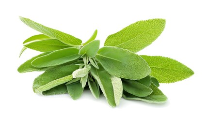 Obraz premium A fresh bunch of sage leaves arranged neatly.