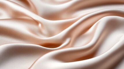 Obraz premium The beautiful beige silk fabric displays intricate folds and a lustrous finish, emphasizing its elegant texture in gentle lighting