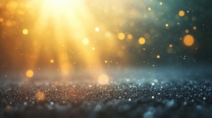 Obraz premium Soft sunlight filters through dust, casting luminous beams that enhance the atmosphere with a warm, golden glow in the background