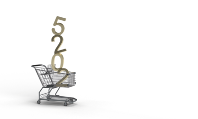 2025 time calendar year golden yellow shopping cart object white background copy space happy new year merry christmas xmas commerce shopping sale product store purchase streetcar marketing basket 