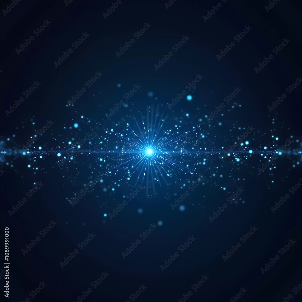 Poster this digital artwork showcases a vibrant display of tech-inspired audio data. bright blue particles 