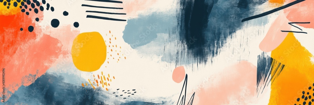 Leinwandbilder bright and dynamic paint strokes combine with geometric shapes, forming an energetic abstract art pi