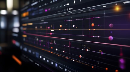 Interactive timeline of tools in video editing software for post-production
