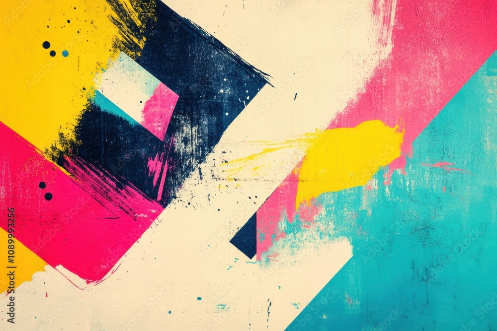 Leinwandbilder colorful paint strokes and geometric shapes intertwine, showcasing a dynamic blend of textures and h