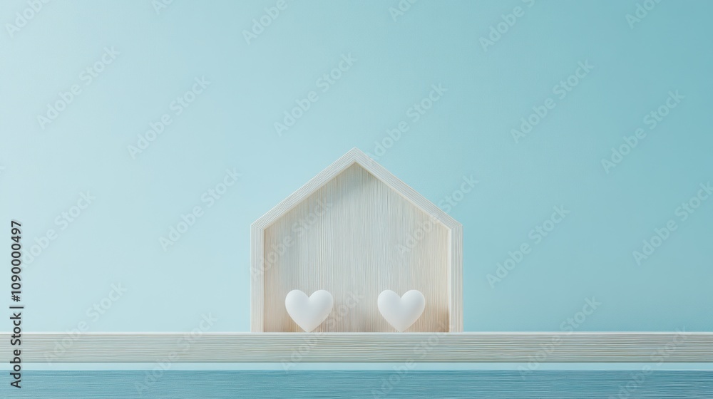 Poster abstract design with muted colors and patterned border.
