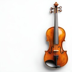 Fototapeta premium Violin Top View Shot on White Background