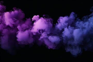 Animation of abstract swirling neon purple smoke on black background. Dark violet magical fog. Mystic effect for Halloween. Color of 2025 year
