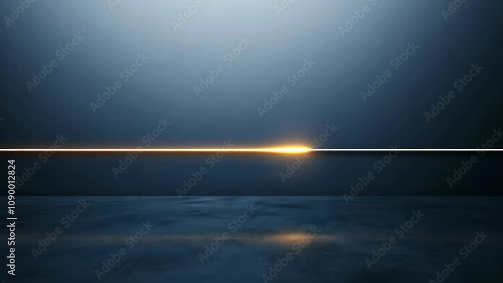 Poster minimalist abstract composition of a single line of light on a dark surface, with sharp contrasts an