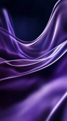 Fototapeta premium Smooth wavy dark purple silk or satin fabric. Luxury concept. Dark elegant material texture. Background with space for design. Flat lay, top view. Color of 2025 year
