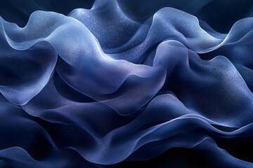 Obraz premium Smooth wavy dark blue silk or satin fabric. Luxury concept. Dark elegant material texture. Background with space for design. Flat lay, top view. Color of 2025 year