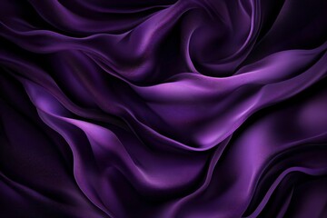 Obraz premium Smooth wavy dark purple silk or satin fabric. Luxury concept. Dark elegant material texture. Background with space for design. Flat lay, top view. Color of 2025 year