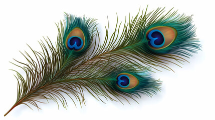 Obraz premium Peacock feathers isolated cutout on transparent background, elegant ostentatious beautiful. Elegant Peacock Feathers. Illustration