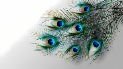 Obraz premium Peacock feathers isolated cutout on transparent background, elegant ostentatious beautiful. Elegant Peacock Feathers. Illustration