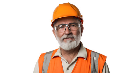 senior caucasian white ethnicity factory foreman in factory portrait, man in safety suit looking...