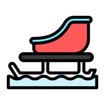 recommend clip art: sled outline color icon. use for modern concept, print, UI, UX kit, web and app development. Vector EPS 10, related to winter, cold season. 