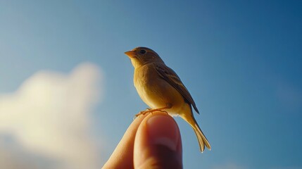 Tiny Bird on a Finger