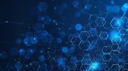 Fototapeta premium Abstract Blue Hexagon Network Background