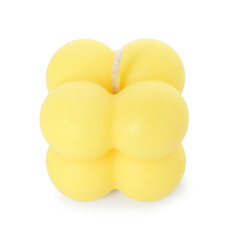 One yellow bubble candle isolated on white