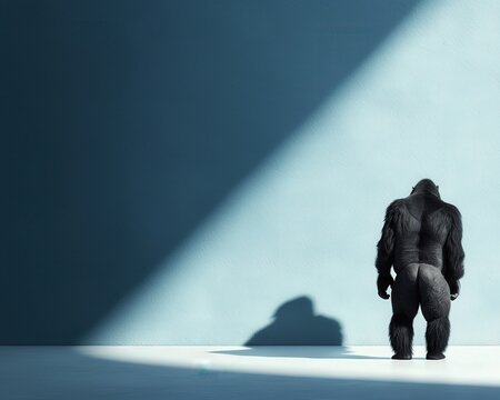 Person standing firm, shadow as gorilla