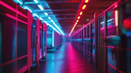 Fototapeta premium Neon Lights Corridor