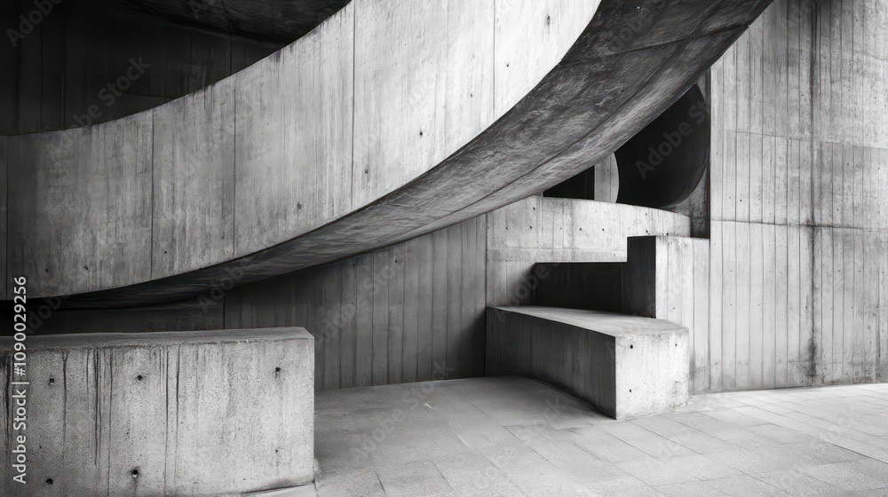 Poster abstract architecture made of concrete features striking structural textures.